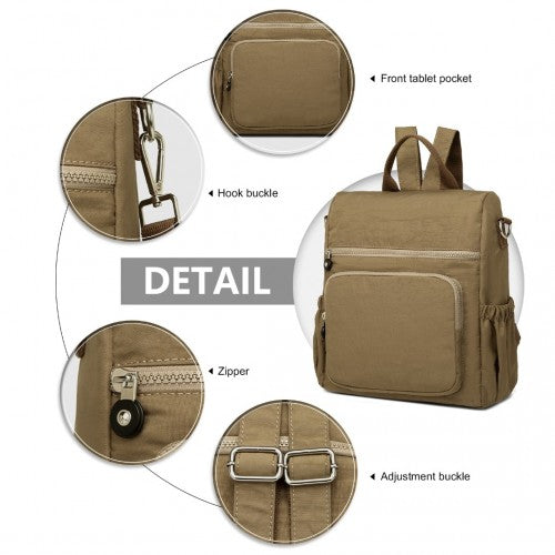 Kono Multi Way Anti-theft Waterproof Backpack Shoulder Bag - Khaki