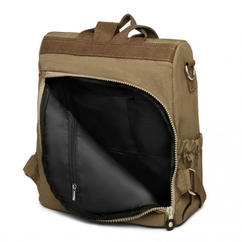 Kono Multi Way Anti-theft Waterproof Backpack Shoulder Bag - Khaki