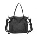 Kono Large Capacity Canvas And Leather Fusion Shoulder Tote Bag - Black