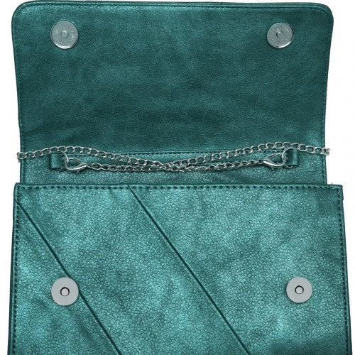 Miss Lulu Stylish Twill Clutch Leather Chain Evening Bag - Green