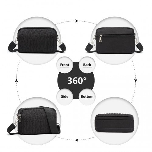 Kono Multi Pocket Waterproof Small Crossbody Bag - Black