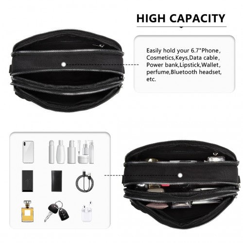 Kono Multi Pocket Waterproof Small Crossbody Bag - Black