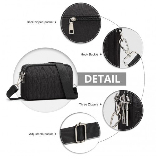 Kono Multi Pocket Waterproof Small Crossbody Bag - Black