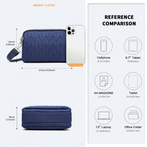 Kono Multi Pocket Waterproof Small Crossbody Bag - Navy