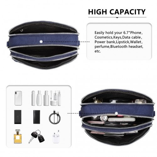 Kono Multi Pocket Waterproof Small Crossbody Bag - Navy