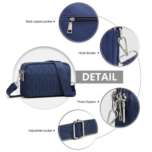 Kono Multi Pocket Waterproof Small Crossbody Bag - Navy