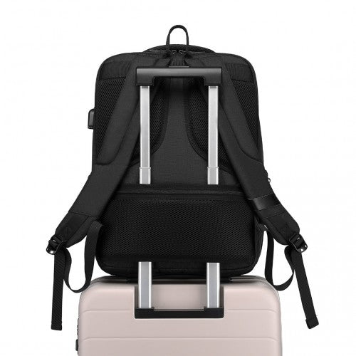 Kono Multi - Compartment Backpack with USB Port - Black