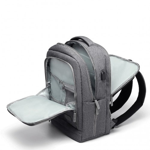 Kono Multi - Compartment Backpack with USB Port - Grey