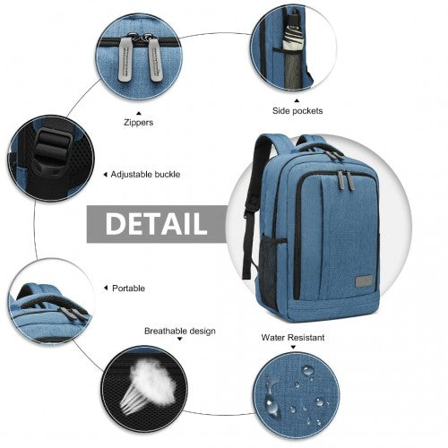 Kono Multi - Compartment Backpack with USB Port - Blue