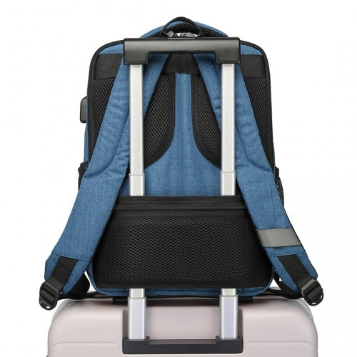 Kono Multi - Compartment Backpack with USB Port - Blue