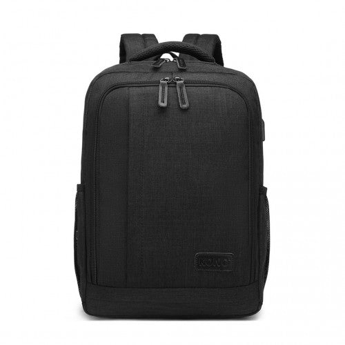 Kono Multi - Compartment Backpack with USB Port - Black