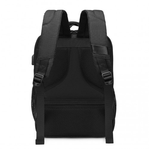Kono Multi - Compartment Backpack with USB Port - Black