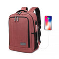 Kono Multi - Compartment Backpack with USB Port - Claret