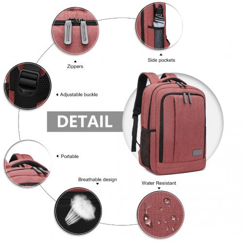 Kono Multi - Compartment Backpack with USB Port - Claret