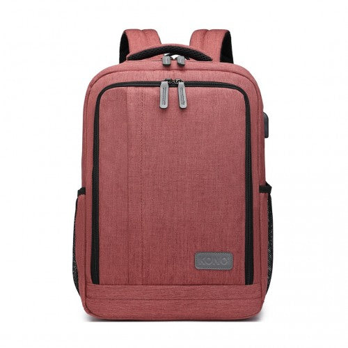 Kono Multi - Compartment Backpack with USB Port - Claret