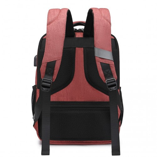 Kono Multi - Compartment Backpack with USB Port - Claret