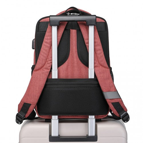 Kono Multi - Compartment Backpack with USB Port - Claret