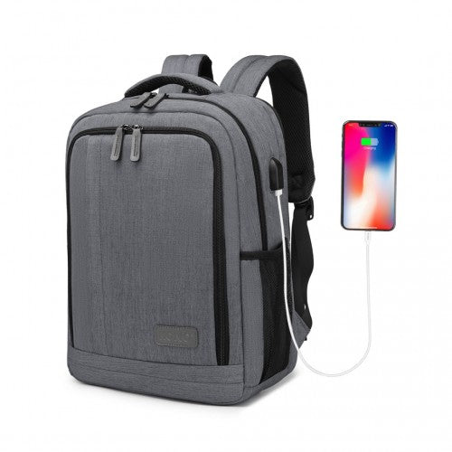 Kono Multi - Compartment Backpack with USB Port - Grey
