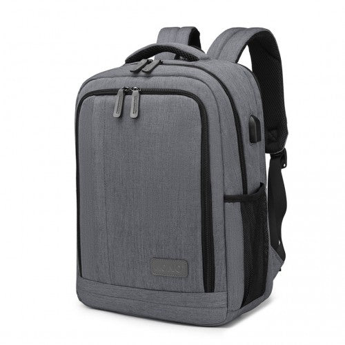 Kono Multi - Compartment Backpack with USB Port - Grey