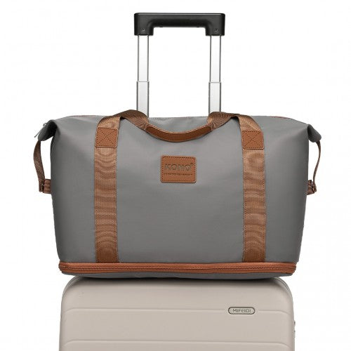 Kono Two Pieces Expandable Durable Waterproof Travel Duffel Bag Set - Grey And Brown