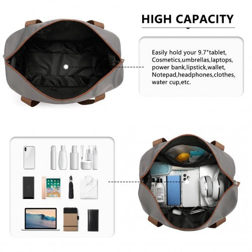 Kono Two Pieces Expandable Durable Waterproof Travel Duffel Bag Set - Grey And Brown