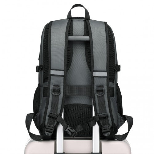 Kono Functional Travel Backpack With USB Charging Port - Grey