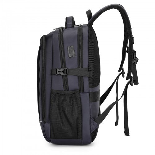 Kono Functional Travel Backpack With USB Charging Port - Navy