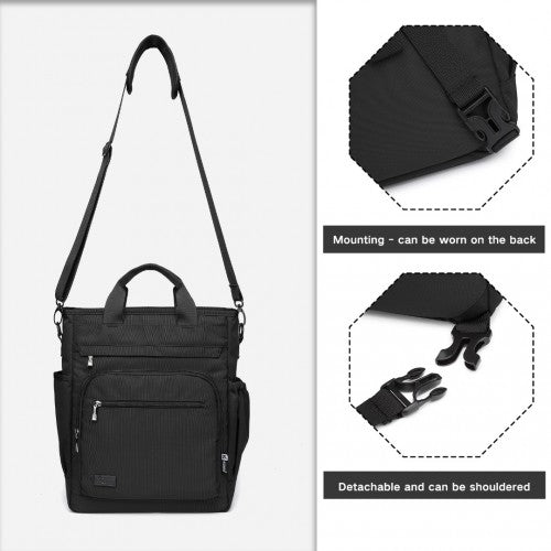 Kono Durable Waterproof Multi Men's Backpack Shoulder Bag - Black