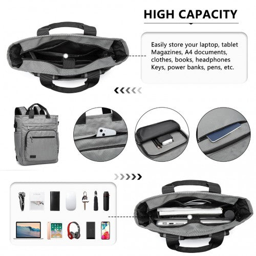 Kono Durable Waterproof Multi Men's Backpack Shoulder Bag - Grey