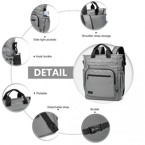 Kono Durable Waterproof Multi Men's Backpack Shoulder Bag - Grey