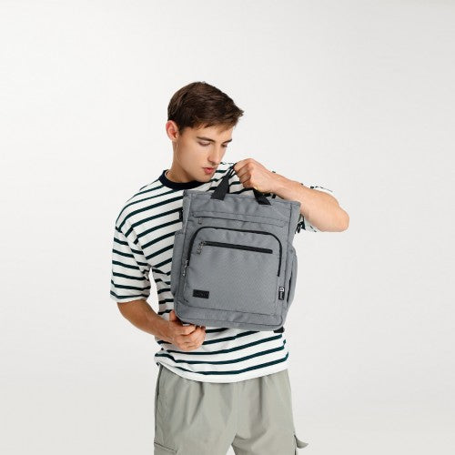 Kono Durable Waterproof Multi Men's Backpack Shoulder Bag - Grey