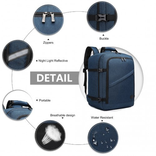Kono Lightweight Cabin Bag Travel Business Backpack - Navy