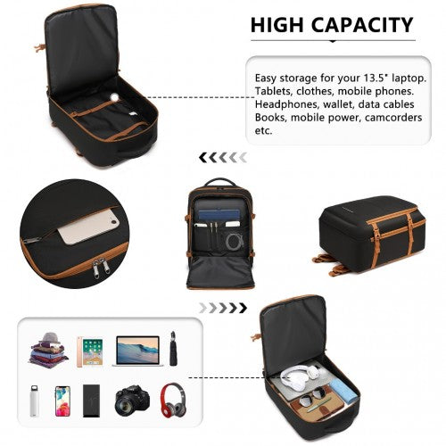 Kono Multi - level High - capacity Cabin Bag Travel Backpack - Black And Brown