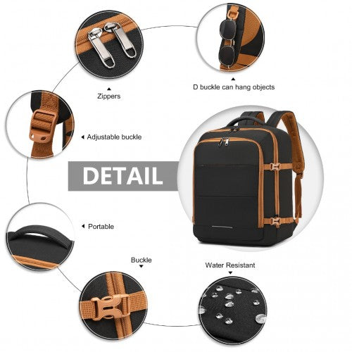 Kono Multi - level High - capacity Cabin Bag Travel Backpack - Black And Brown