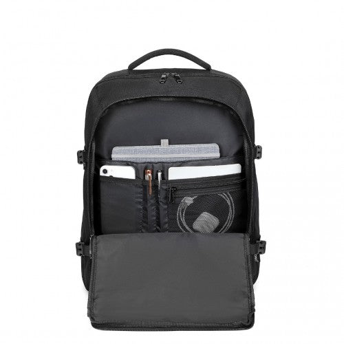 Kono Multi - level High - capacity Cabin Bag Travel Backpack - Black