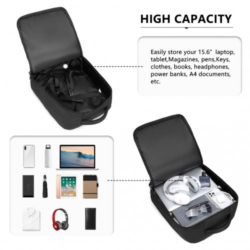 Kono Multi - level High - capacity Cabin Bag Travel Backpack - Black