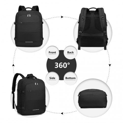 Kono Multi - level High - capacity Cabin Bag Travel Backpack - Black
