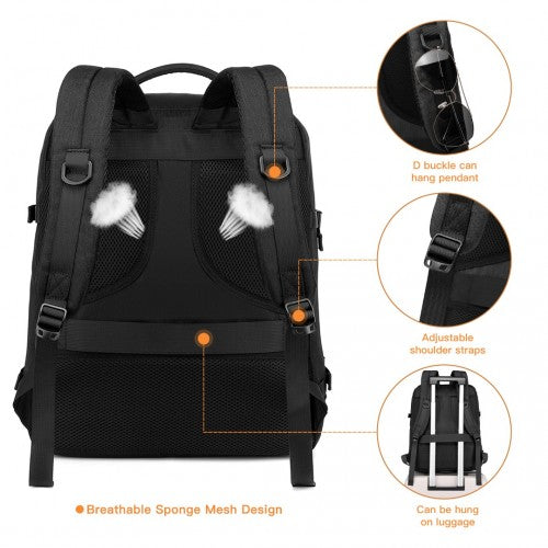 Kono Multi - level High - capacity Cabin Bag Travel Backpack - Black