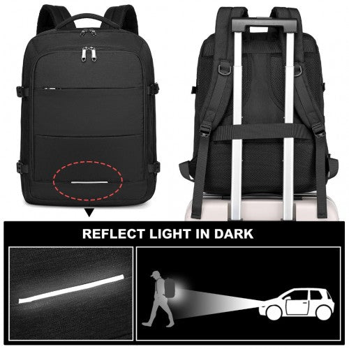 Kono Multi - level High - capacity Cabin Bag Travel Backpack - Black