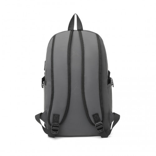Kono PVC Coated Water - Resistant Tech Backpack With USB Charging Port - Grey