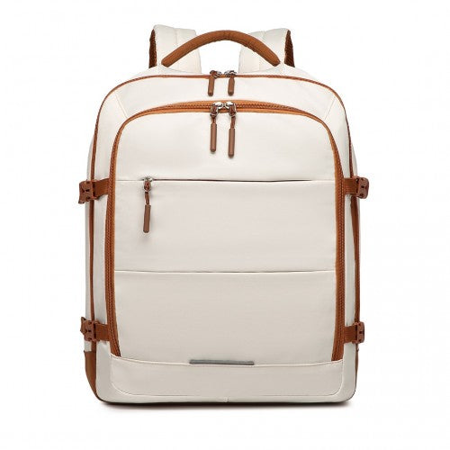 Kono Premium Carry - On Travel Backpack with Suitcase - Style Opening Multi - Level High - Capacity Cabin Bag - Beige And Brown