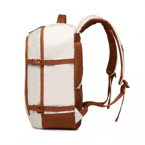 Kono Premium Carry - On Travel Backpack with Suitcase - Style Opening Multi - Level High - Capacity Cabin Bag - Beige And Brown