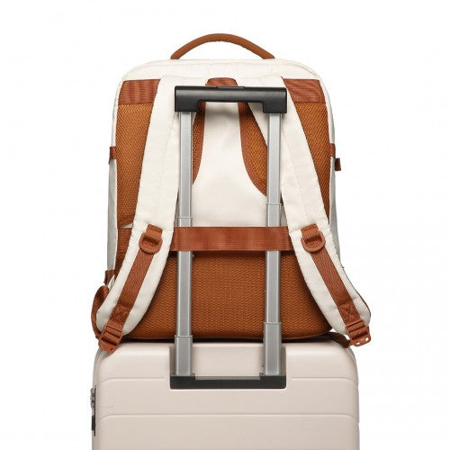 Kono Premium Carry - On Travel Backpack with Suitcase - Style Opening Multi - Level High - Capacity Cabin Bag - Beige And Brown
