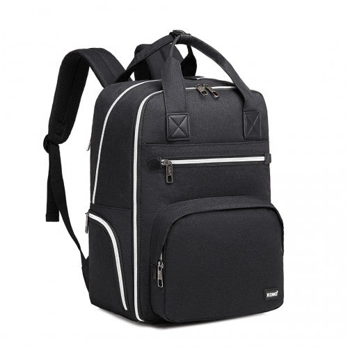 Kono Classic Multi Functional Changing Backpack With USB Charging Interface - Black