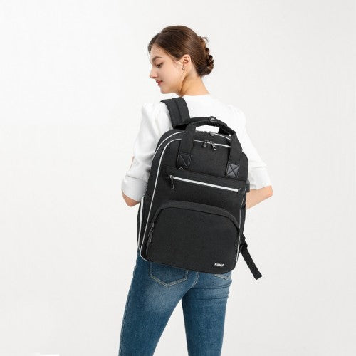 Kono Classic Multi Functional Changing Backpack With USB Charging Interface - Black