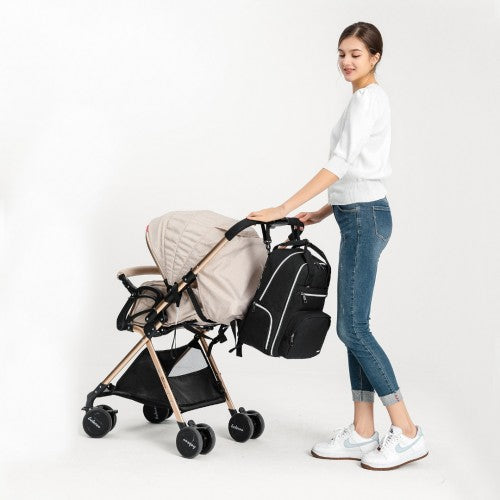 Kono Classic Multi Functional Changing Backpack With USB Charging Interface - Black