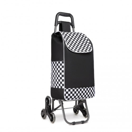 Kono 6 Wheel Push Shopping Trolley - Black