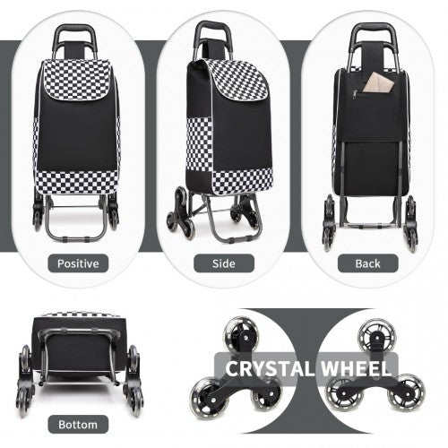 Kono 6 Wheel Push Shopping Trolley - Black