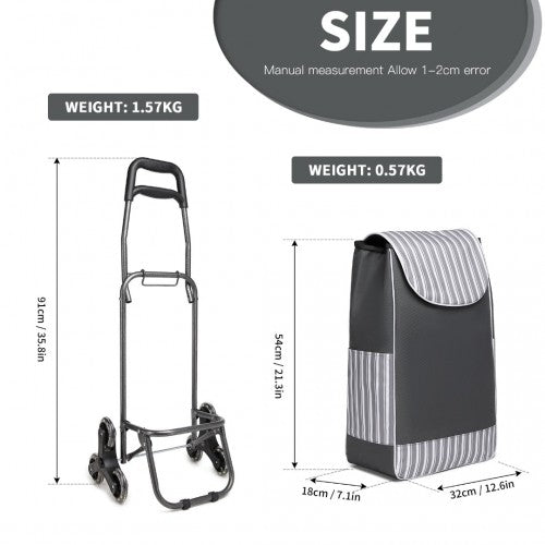 Kono 6 Wheel Push Shopping Trolley - Grey