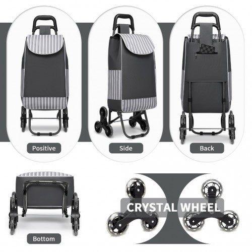 Kono 6 Wheel Push Shopping Trolley - Grey